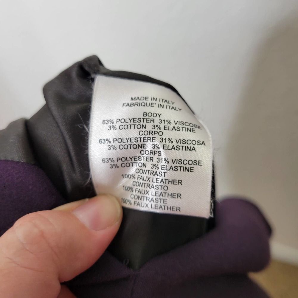 Valentina Shah Purple Straight Pencil Black Faux Leather Side Slit Skirt Size 6 - Picture 9 of 9